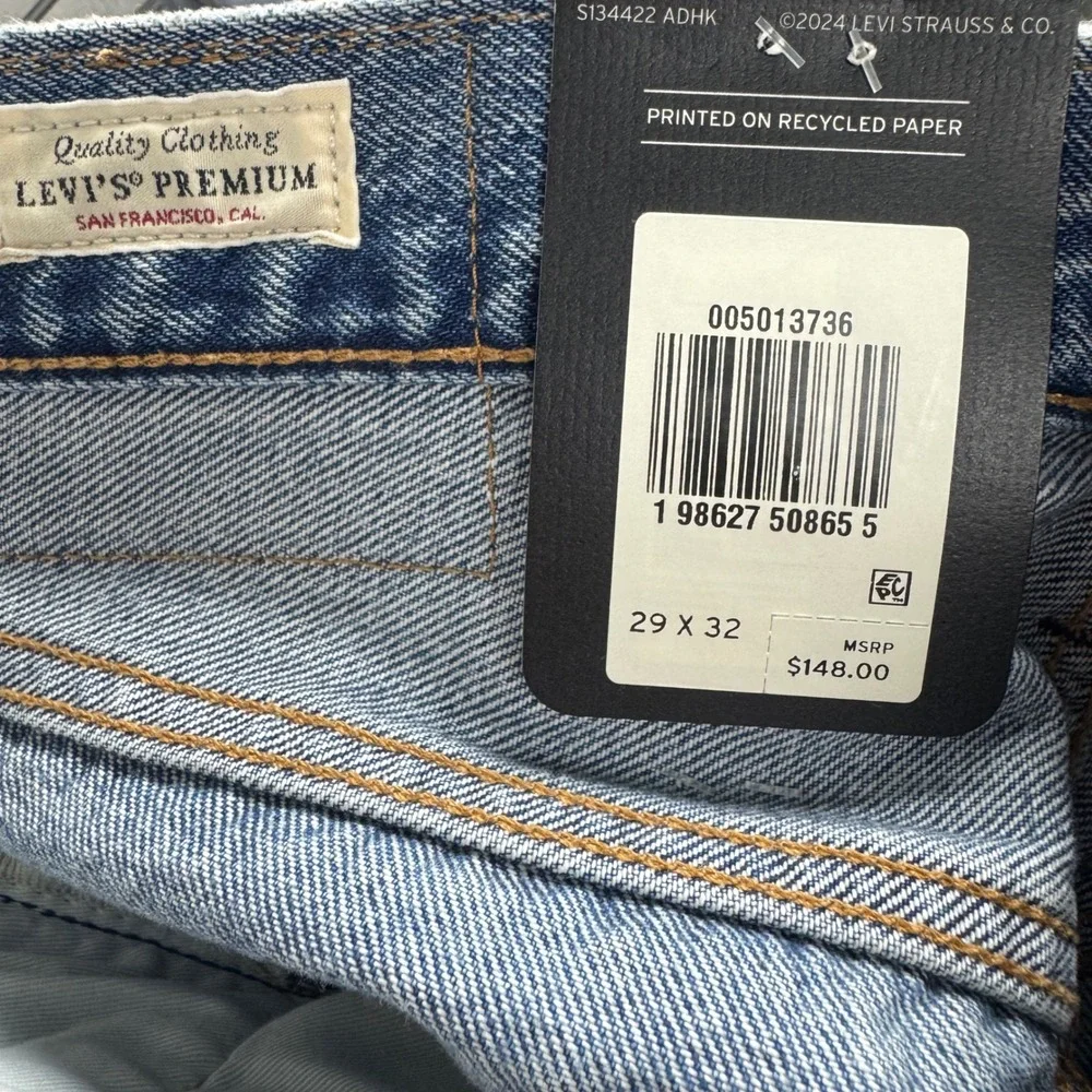 NWT! Levis Premium 501 Original Selvedge Distressed Sashiko Jeans 29x32‎